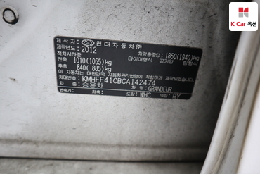 2012 - hyundai grandeur